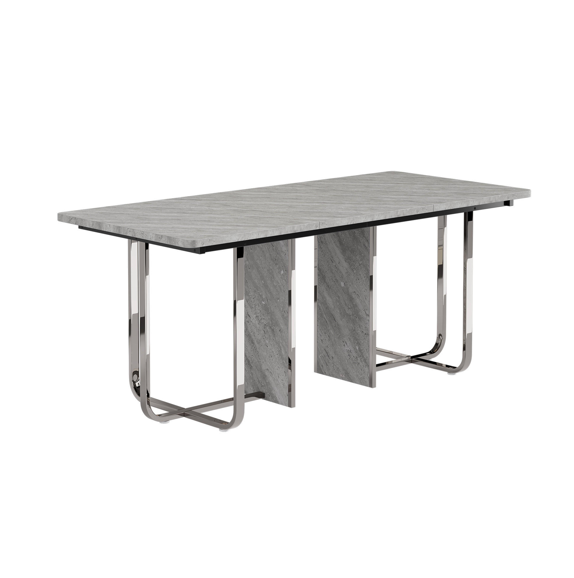 ESSTISCH rechteckig 180 x 80 cm MDF Grau Metallgestell - Grau, Metall (180/80/75cm) - Meubliv