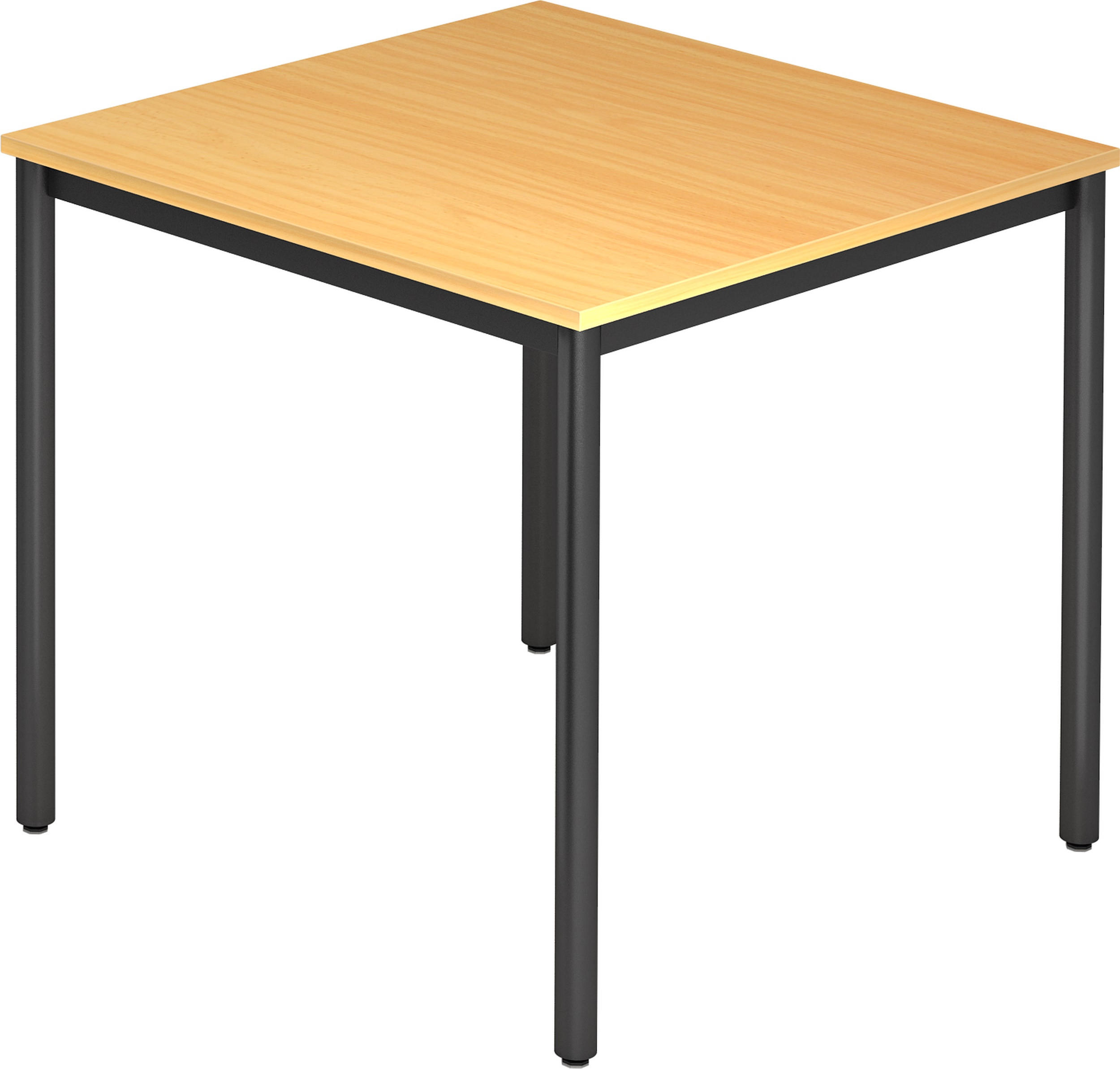 BESPRECHUNGSTISCH Serie-D 80/80/72 cm in Buchefarben/Rundrohr schwarz - Buchefarben/Schwarz, Holzwerkstoff (80/80/72cm) - bümö