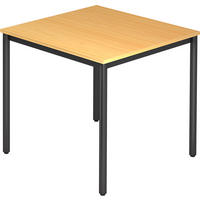 BESPRECHUNGSTISCH Serie-D 80/80/72 cm in Buchefarben/Rundrohr schwarz - Buchefarben/Schwarz, Holzwerkstoff (80/80/72cm) - bümö