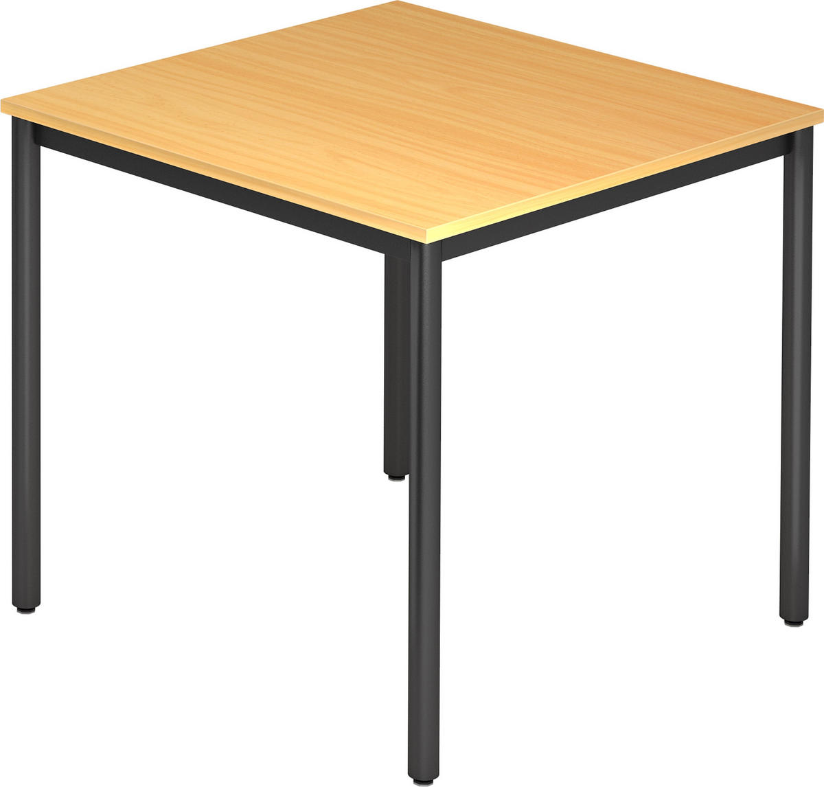BESPRECHUNGSTISCH Serie-D 80/80/72 cm in Buchefarben/Rundrohr schwarz - Buchefarben/Schwarz, Holzwerkstoff (80/80/72cm) - bümö
