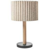 TISCHLAMPE Leinen Hellbeige Belessa - Beige/Schwarz, Textil (30/30/50cm) - Beliani