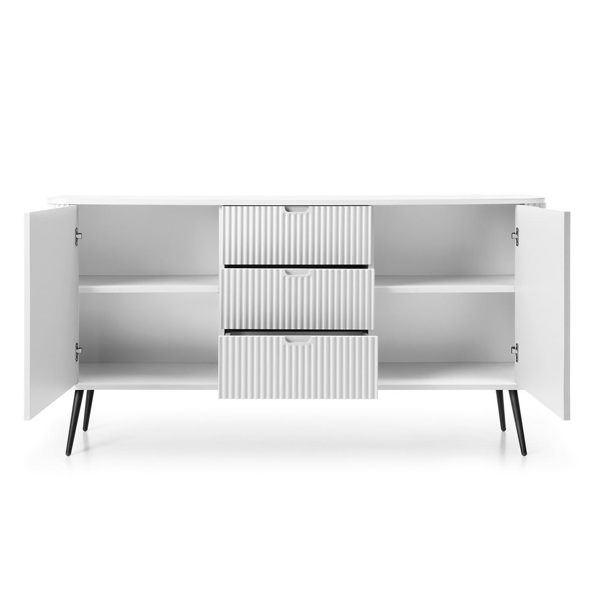 SIDEBOARD ZENZERO 168/87/39 cm mit 3 Schubladen 2 Türen Weiß - Weiß, Holzwerkstoff (168/87/39cm) - MASSENO