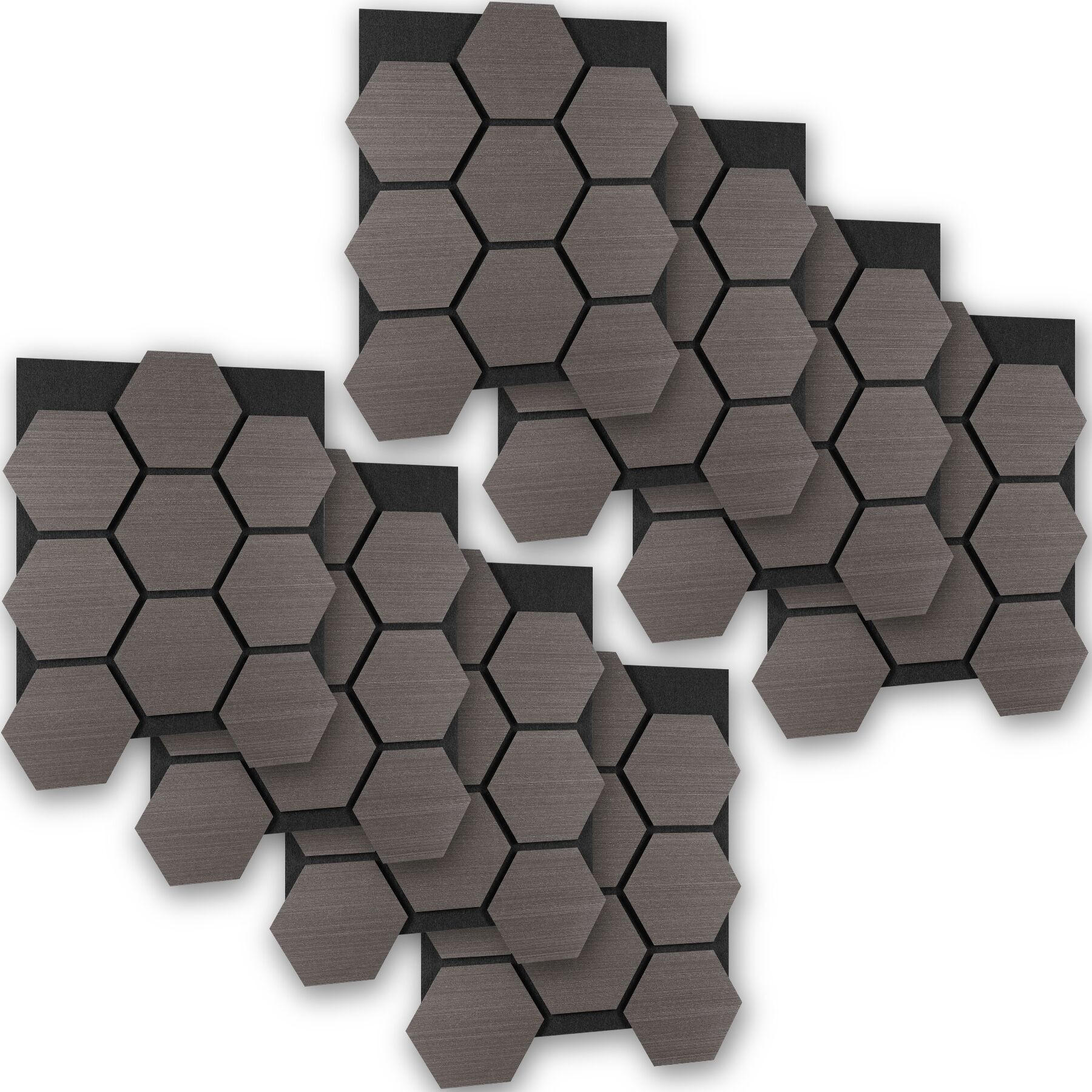AKUSTIKPANEELE Sonic Shield, je 76 x 62 x 1,8 cm, Größe flexibel anpassbar, Eiche grau - Grau/Silbereichenfarben, Holz (62/1.8/76cm) - tectake