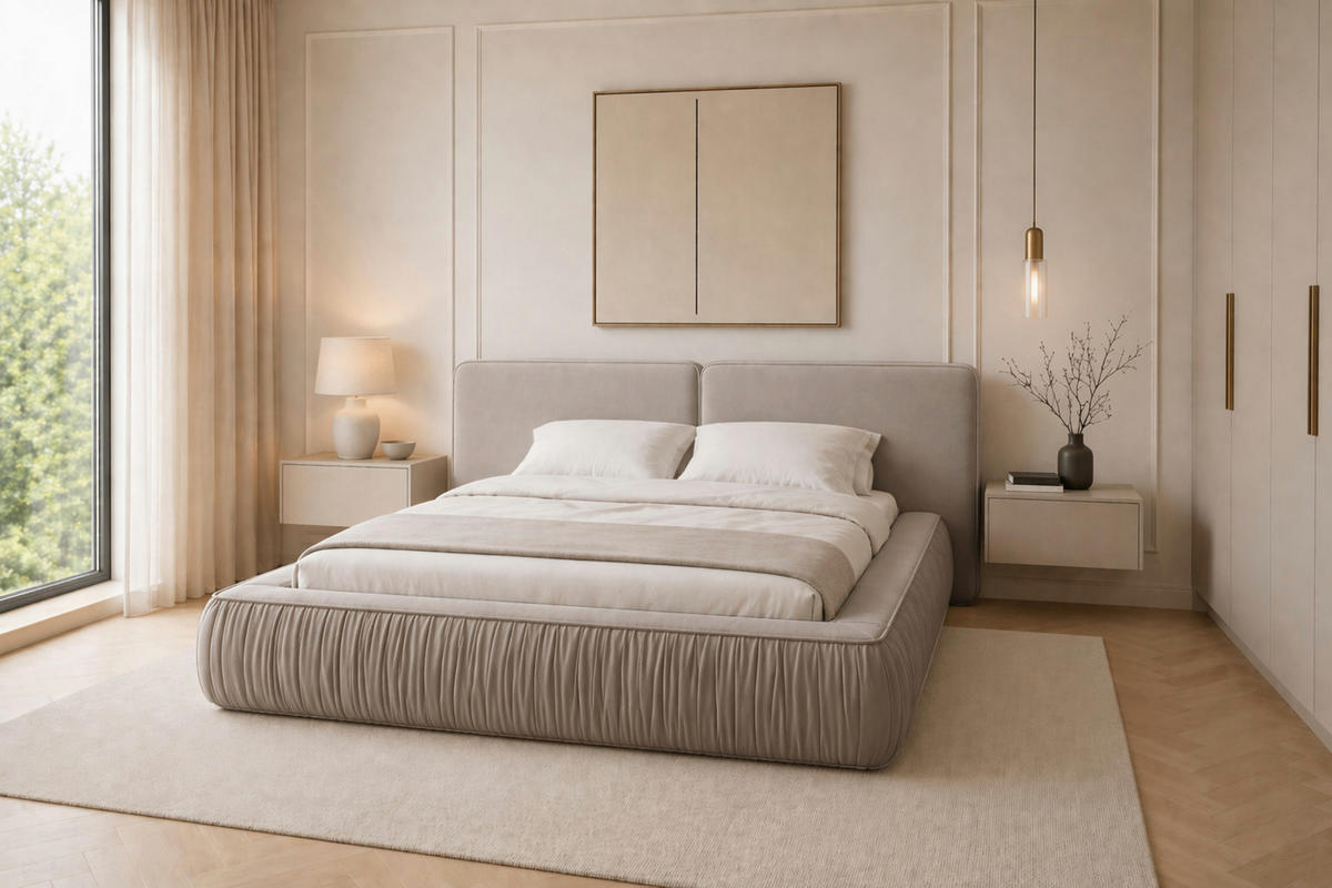POLSTERBETT 08 140 x 200 cm – Riviera – Bett mit Gasdruckfedern und Stauraum - Beige, Holz (140/200cm) - ROYAL24_MARKT