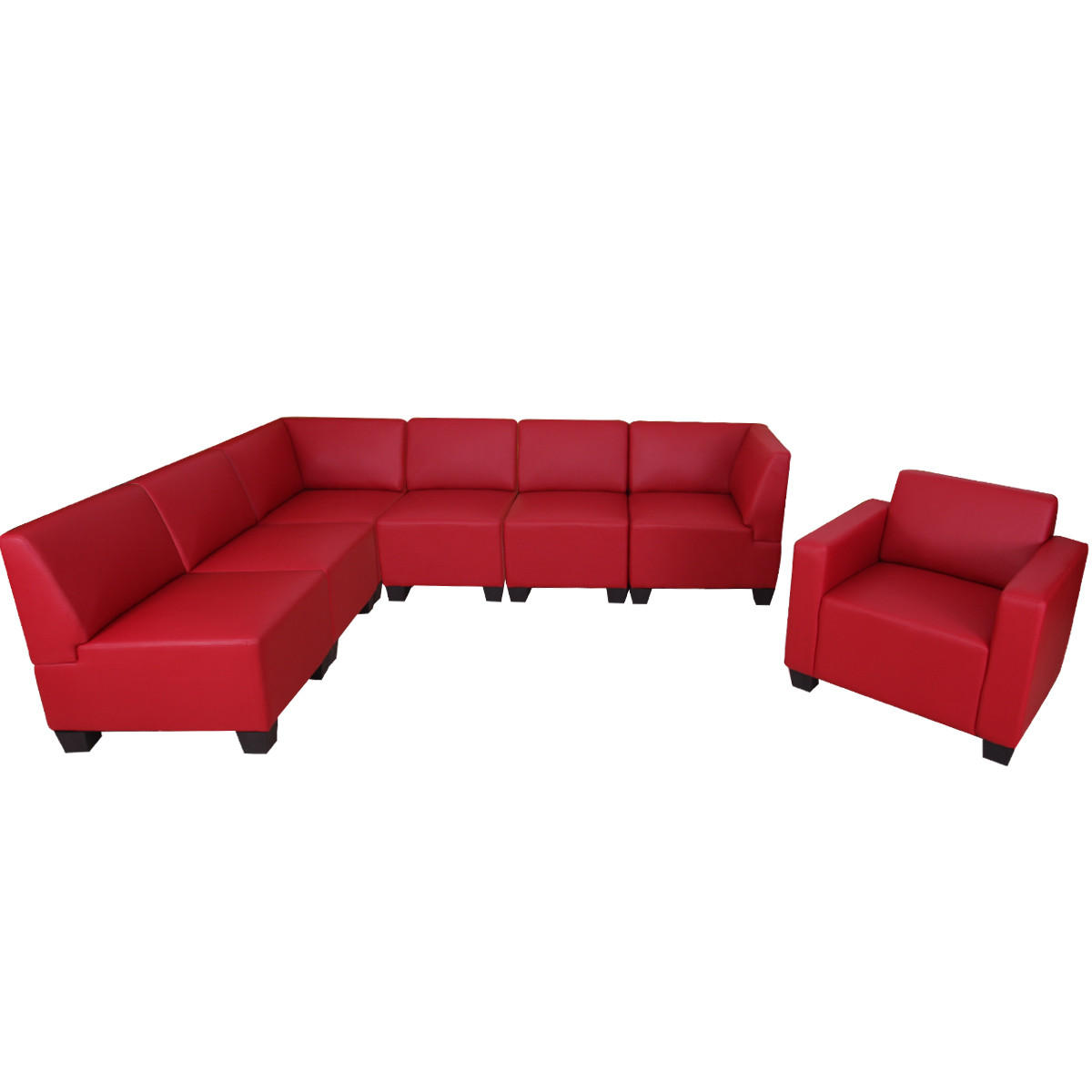 COUCH-GARNITUR Rot - Rot, Textil (258/76/186cm) - MCW