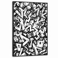 LEINWAND Bilder mit Rahmen - Formen - Buchstaben - Graffiti - Schwarz - 80x120 - Schwarz, Textil (80/120cm) - MuchoWow