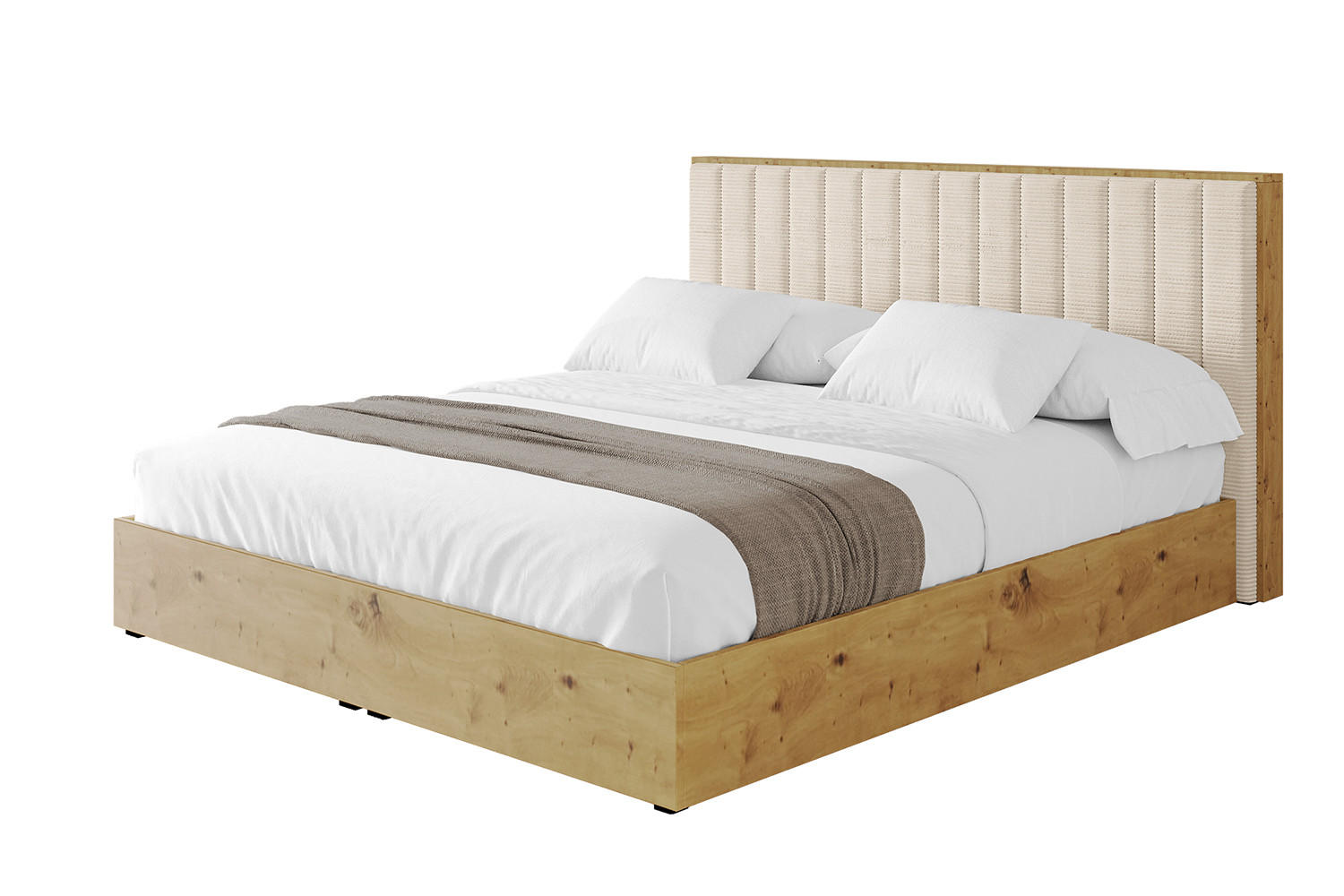 POLSTERBETT mit Bettkasten und Lattenrost, Boxbett ohne Matratze - ENZO4 120x200 Beige - Creme, Holzwerkstoff/Textil (120/200cm) - ALTDECOR