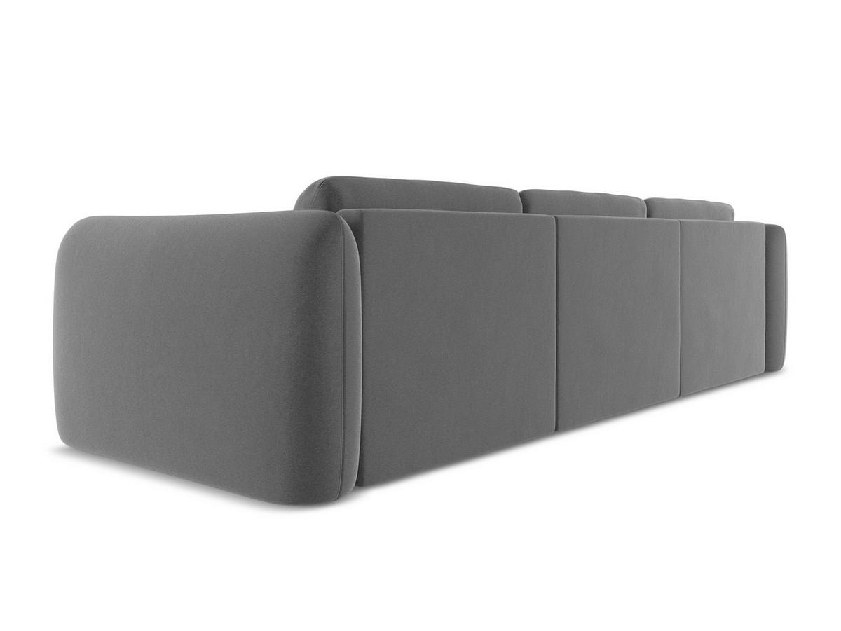 ECKSOFA Links Samt Stoff Grau - Schwarz/Grau, Kunststoff/Textil (170/290cm) - Makamii