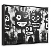 LEINWAND Bilder mit Rahmen - Malerei - Figuren - Schwarz - Abstrakt - 40x30 - Schwarz, Textil (40/30cm) - MuchoWow
