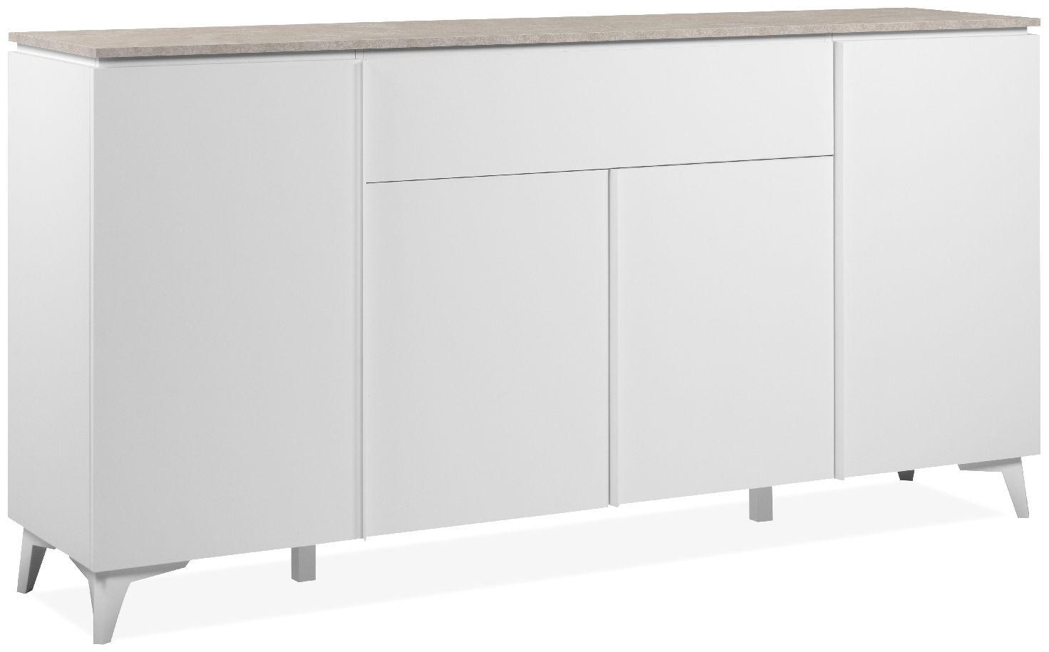 SIDEBOARD 4 Türen 1 Schublade L177 cm - BERTRIX - Weiß, Holzwerkstoff (177/92/40cm) - Finori GmbH