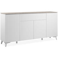 SIDEBOARD 4 Türen 1 Schublade L177 cm - BERTRIX - Weiß, Holzwerkstoff (177/92/40cm) - Finori GmbH
