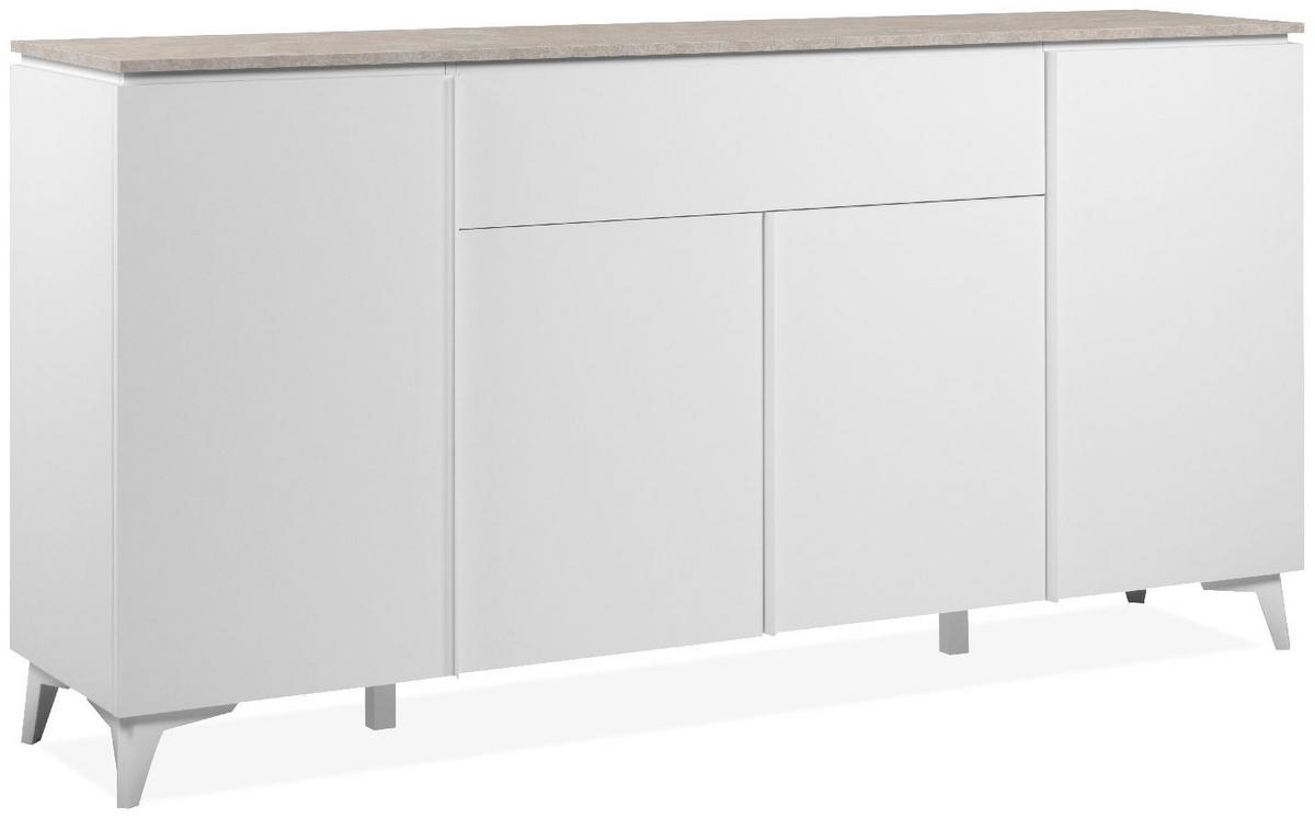 SIDEBOARD 4 Türen 1 Schublade L177 cm - BERTRIX - Weiß, Holzwerkstoff (177/92/40cm) - Finori GmbH