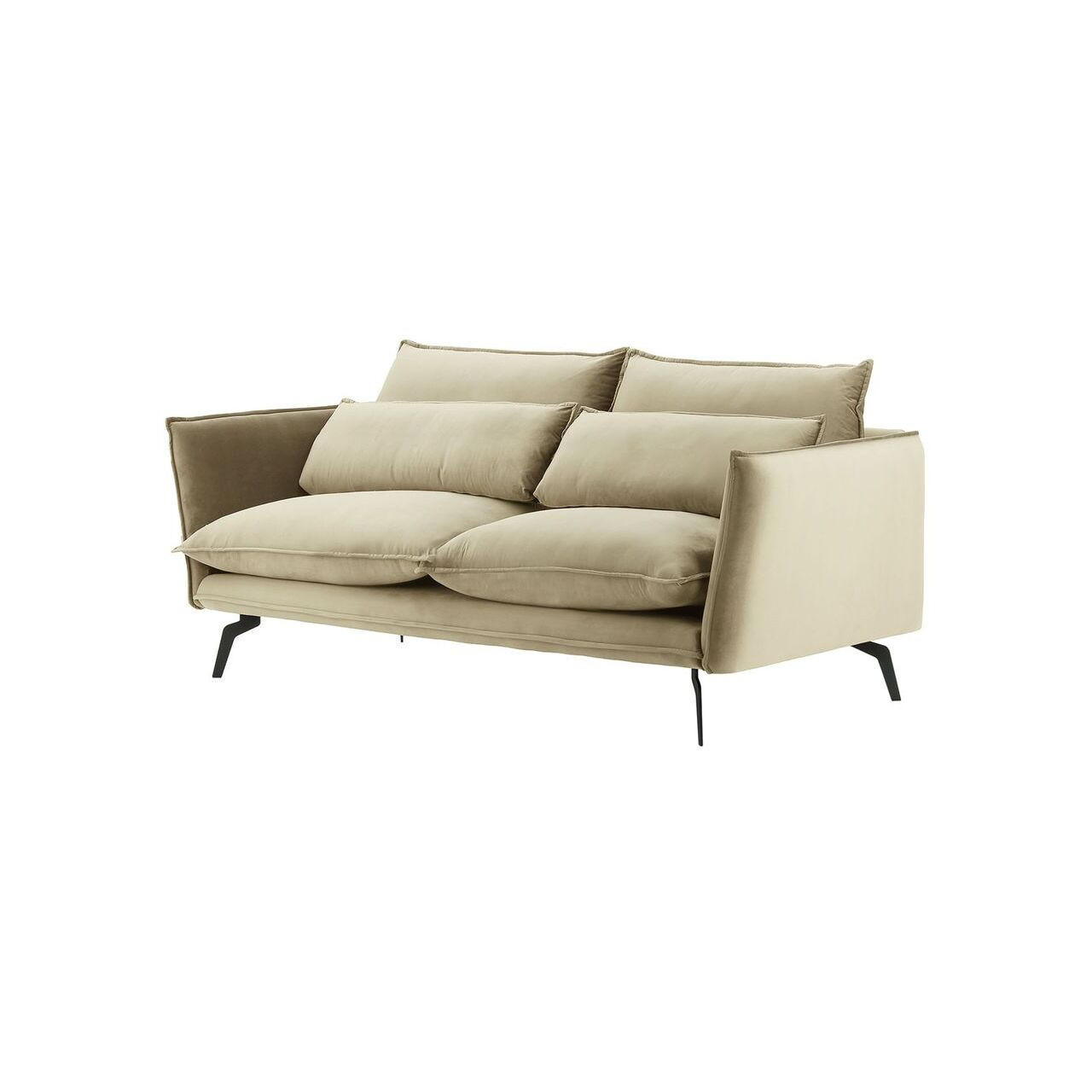 SOFA Layla 2,5-Sitzer-Velluto 3 - Beige, Holz/Textil (197/95/98cm)