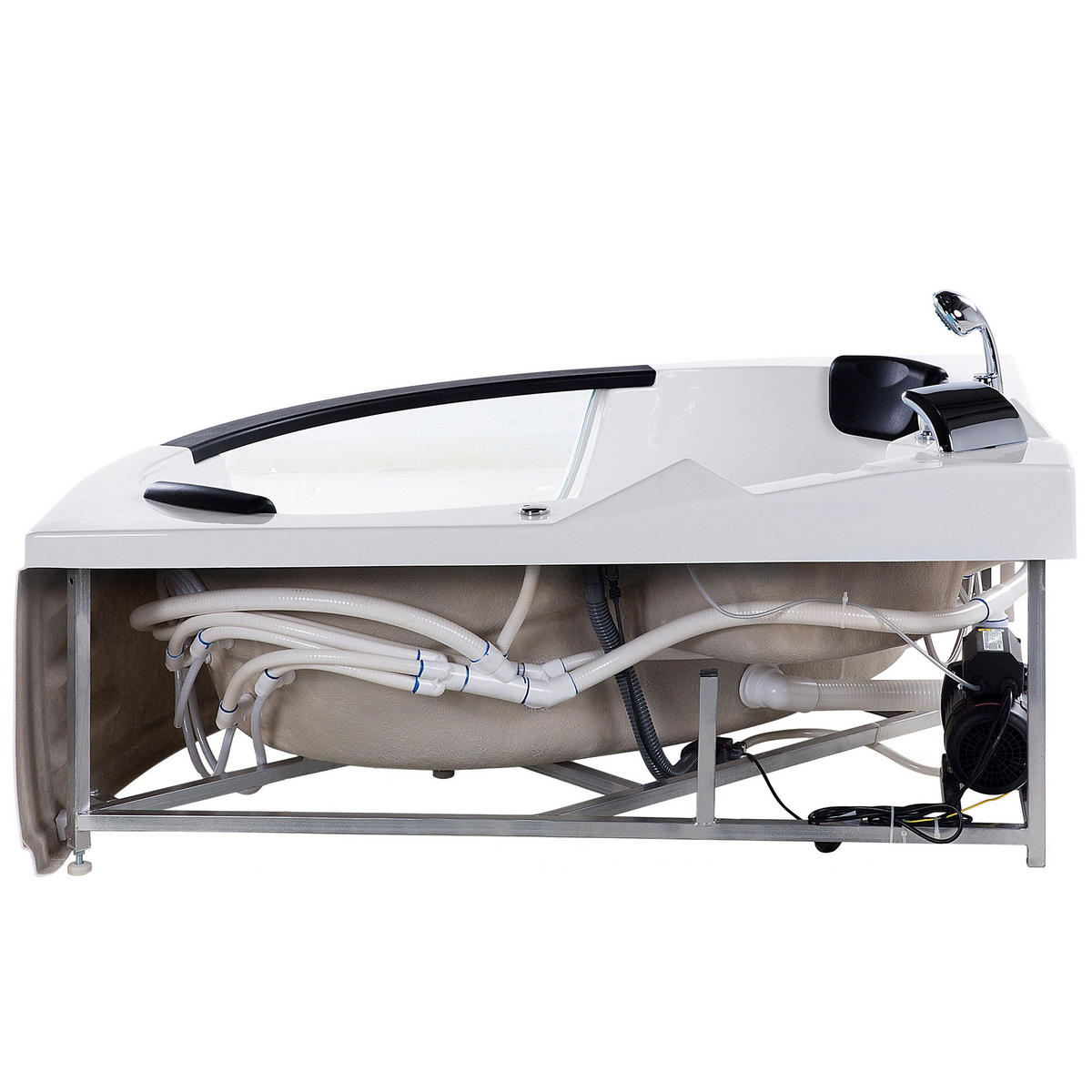 WHIRLPOOL BADEWANNE mit LED 155x214x60 cm weiß Martinica - Weiß, Kunststoff (155/60/214cm) - Beliani