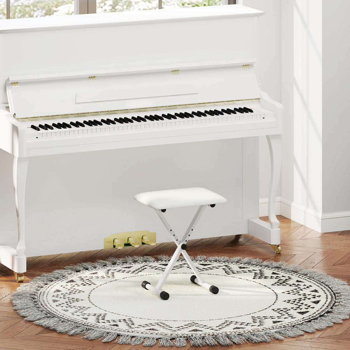 HOCKER DE-16441 klappbar & höhenverstellbar Weiß - Weiß, Metall (29/47/39cm) - ComfortXL