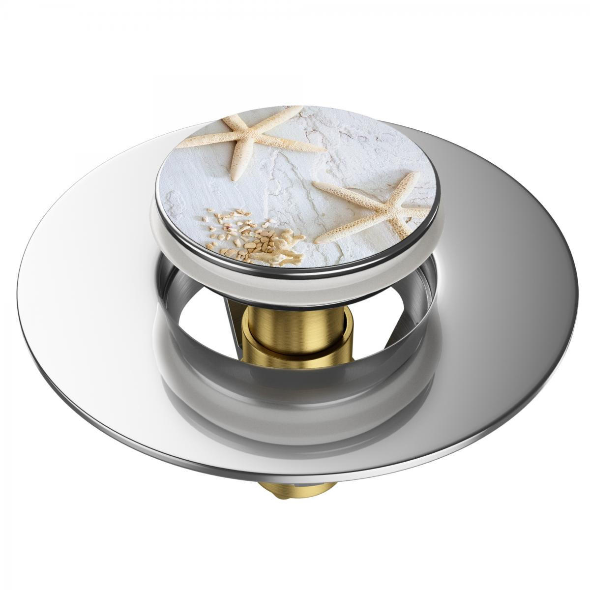 WASCHBECKENSTÖPSEL Pop-Up Seesterne Grau - Grau, Metall (6/4/5cm) - Sanilo