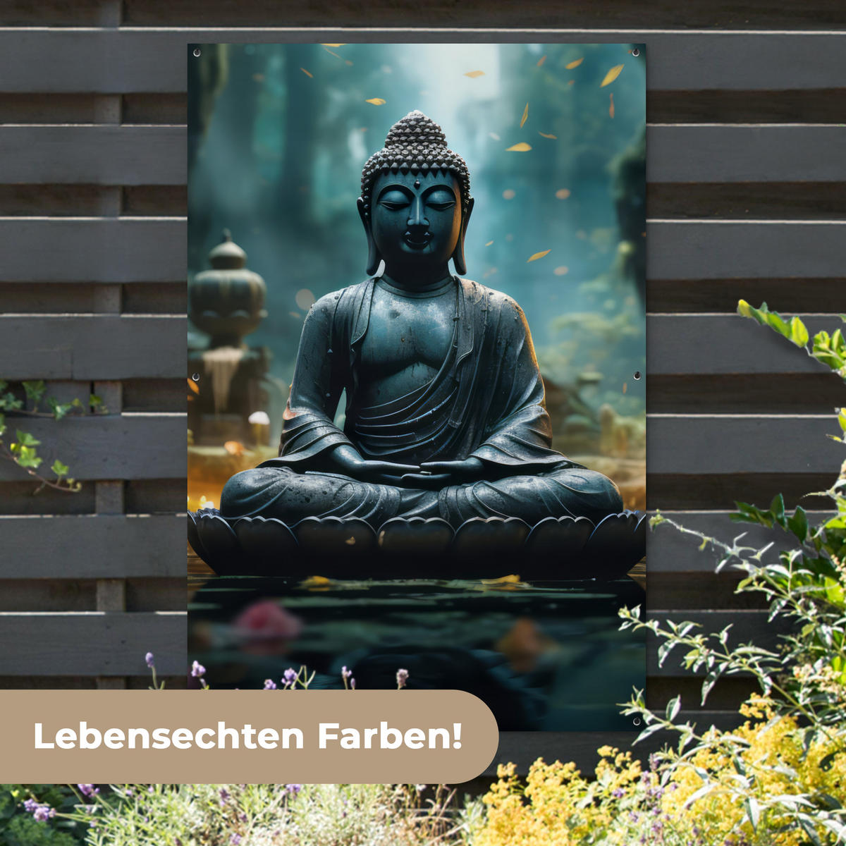 ZAHRADNÍ PLAKÁT Buddha - Socha - Buddha - Zen - Umění - Buddha 120x180 cm - tmavě šedá, plast (120/180/0.2cm) - OnlyWow
