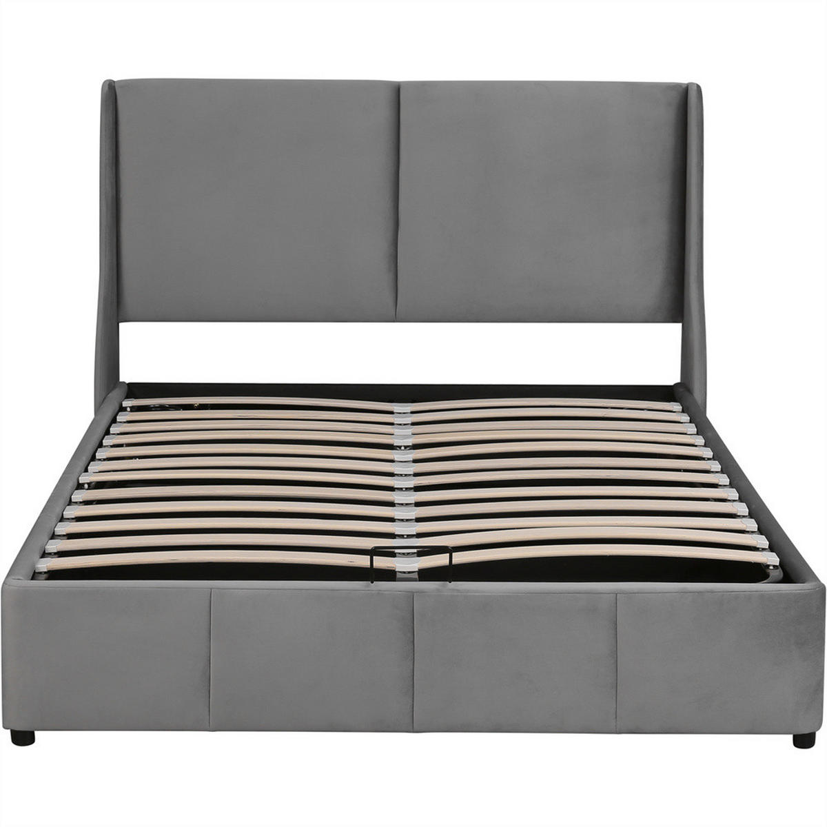 POLSTERBETT 140/200 cm in Grau Samt - Grau, Holz/Textil (140/200cm) - KOMHTOM