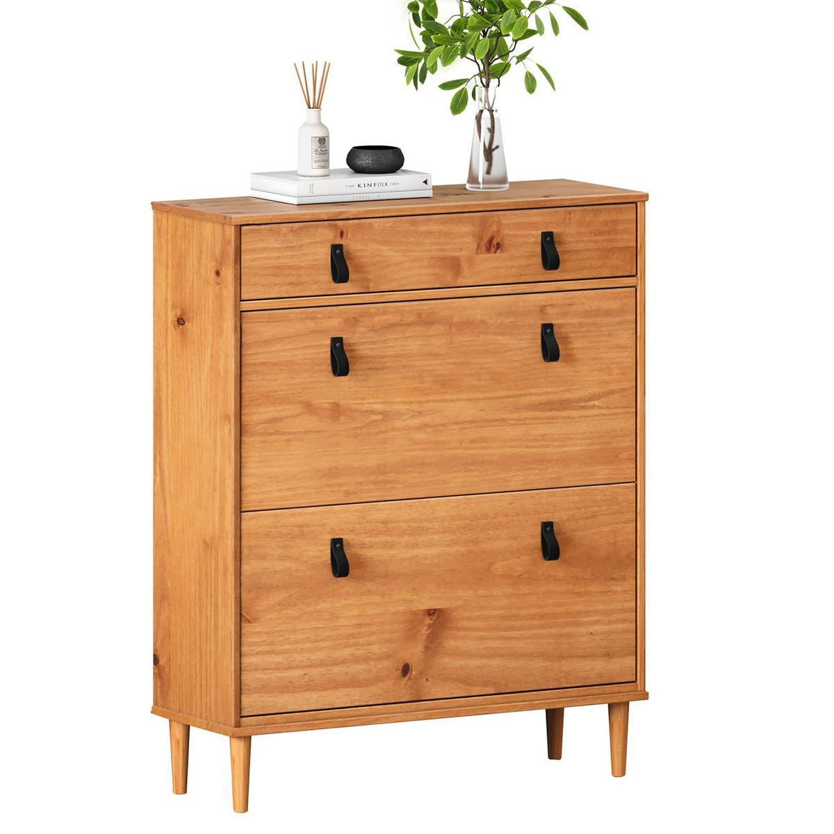 SCHUHKIPPER MIKKA Eiche - Eichefarben, Holz (86/105/30cm) - IDIMEX