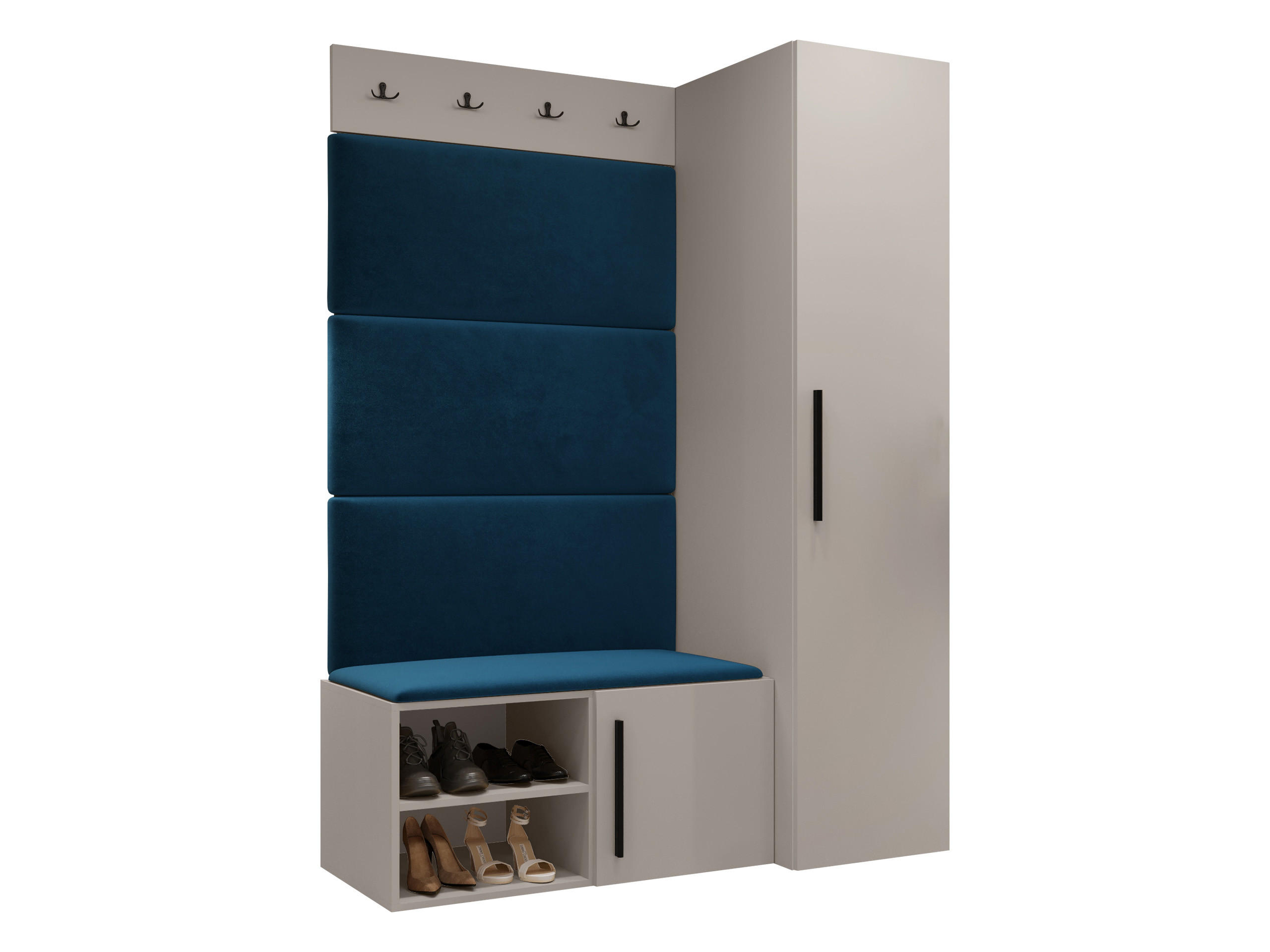 GARDEROBEN-SET Medi II - Blau/Kaschmir, Holzwerkstoff/Kunststoff (40/191/50cm) - MIRJAN24