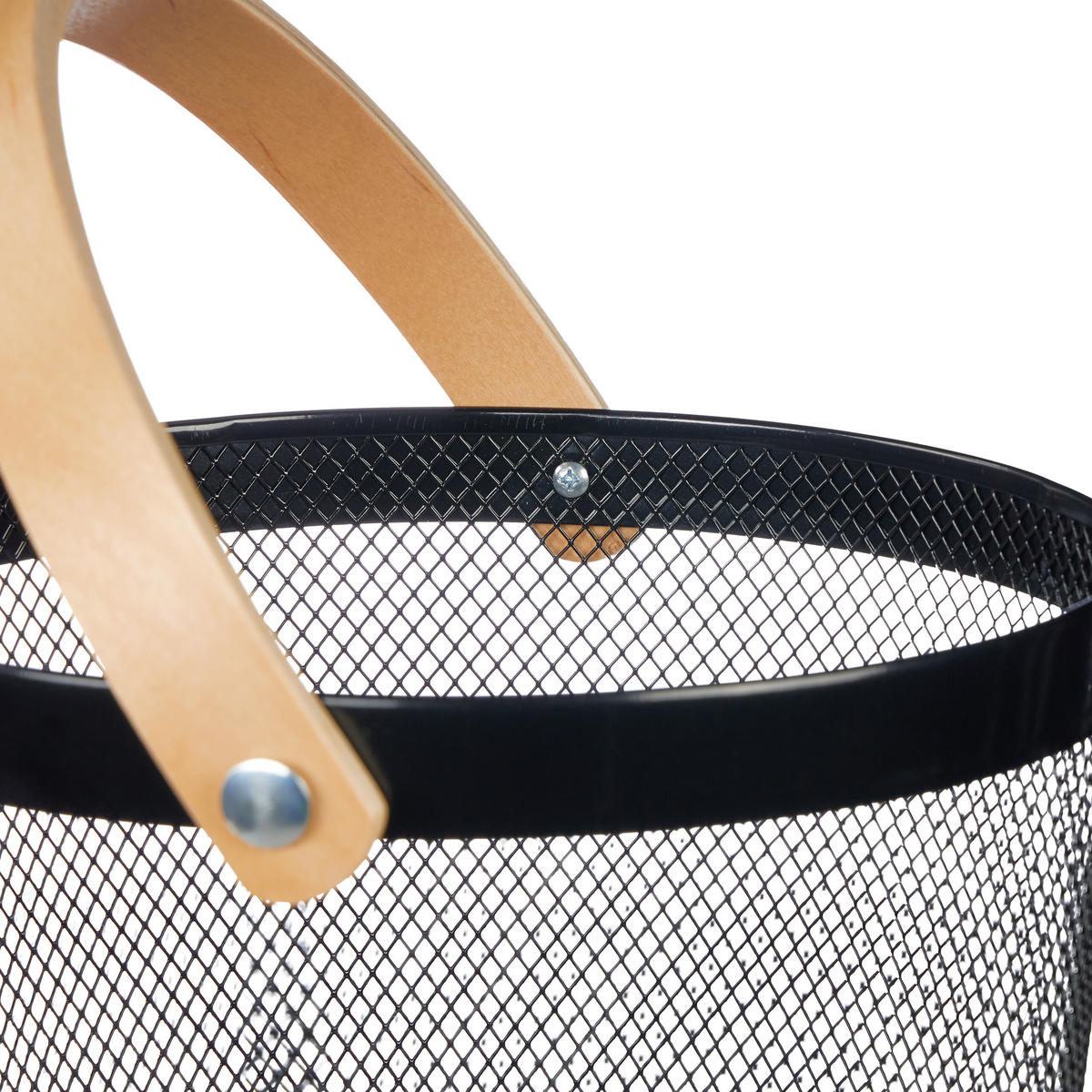 DRAHTKORB - Schwarz, Holz/Metall (27.5/30/25.5cm) - Relaxdays