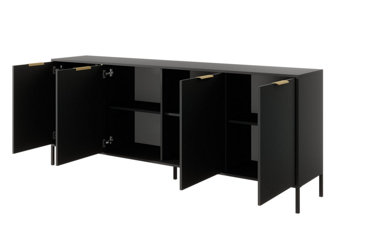 KOMMODE Lars Antrazit, Viertürig - Anthrazit, Holzwerkstoff/Metall (202/81/40cm) - Bettso