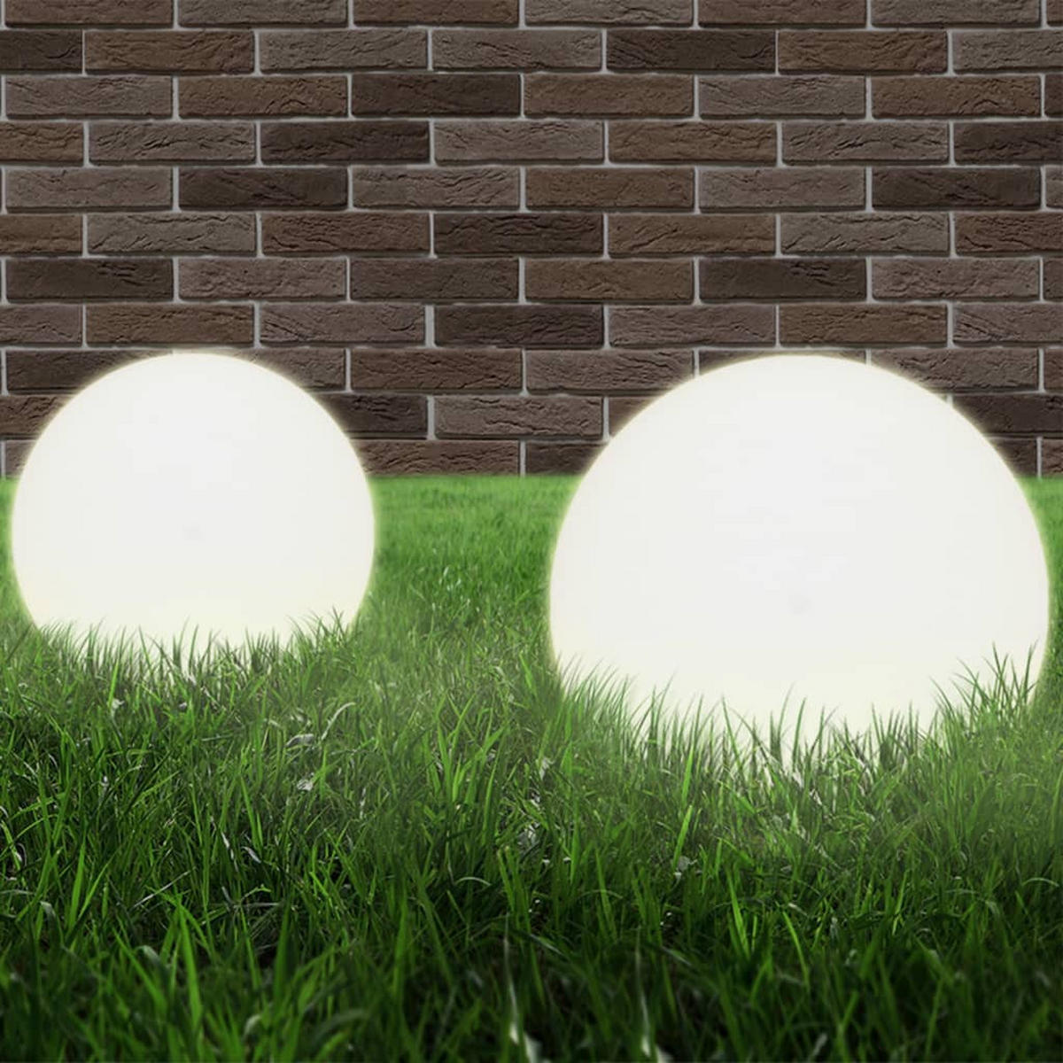 LED-GARTENLEUCHTEN 2Er Set Kugelförmig 30 Cm Pmma - Weiß, Kunststoff (30/30/30cm) - vidaXL