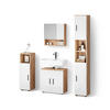 BADMÖBEL-SET Ronco Weiß Hochglanz/Goldkraft Eiche 4 Teile, mit Hochschrank - Weiß Hochglanz/Eiche Wotan, Holzwerkstoff (60/59/30cm) - Livinity®