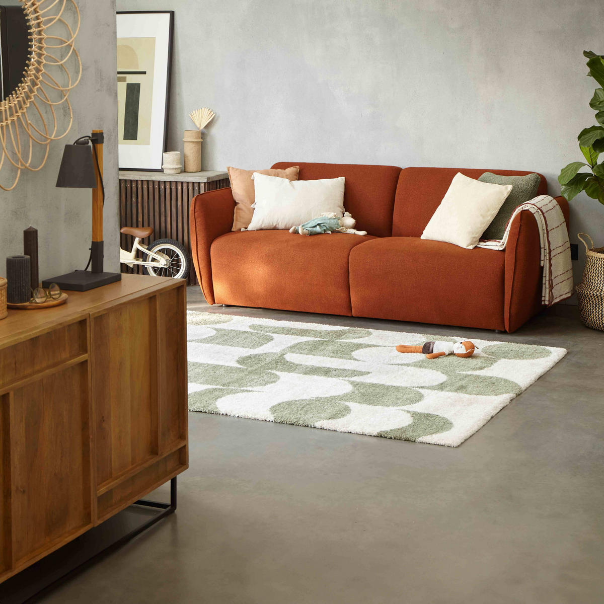 TEPPICH, 120 x 170 cm, Grün - Grün, Textil (170/120cm) - Oviala