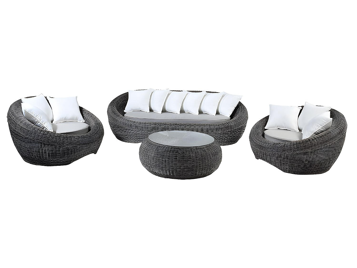 GARTENBEISTELLTISCH - 1 Person-Sitzer - Harz, Glas - Grau - - Grau, Glas (92/92/35cm) - Vente-Unique