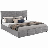 POLSTERBETT mit Bettkasten 180x200 cm Samt Grau - Grau, Metall (180/200cm) - Meubliv