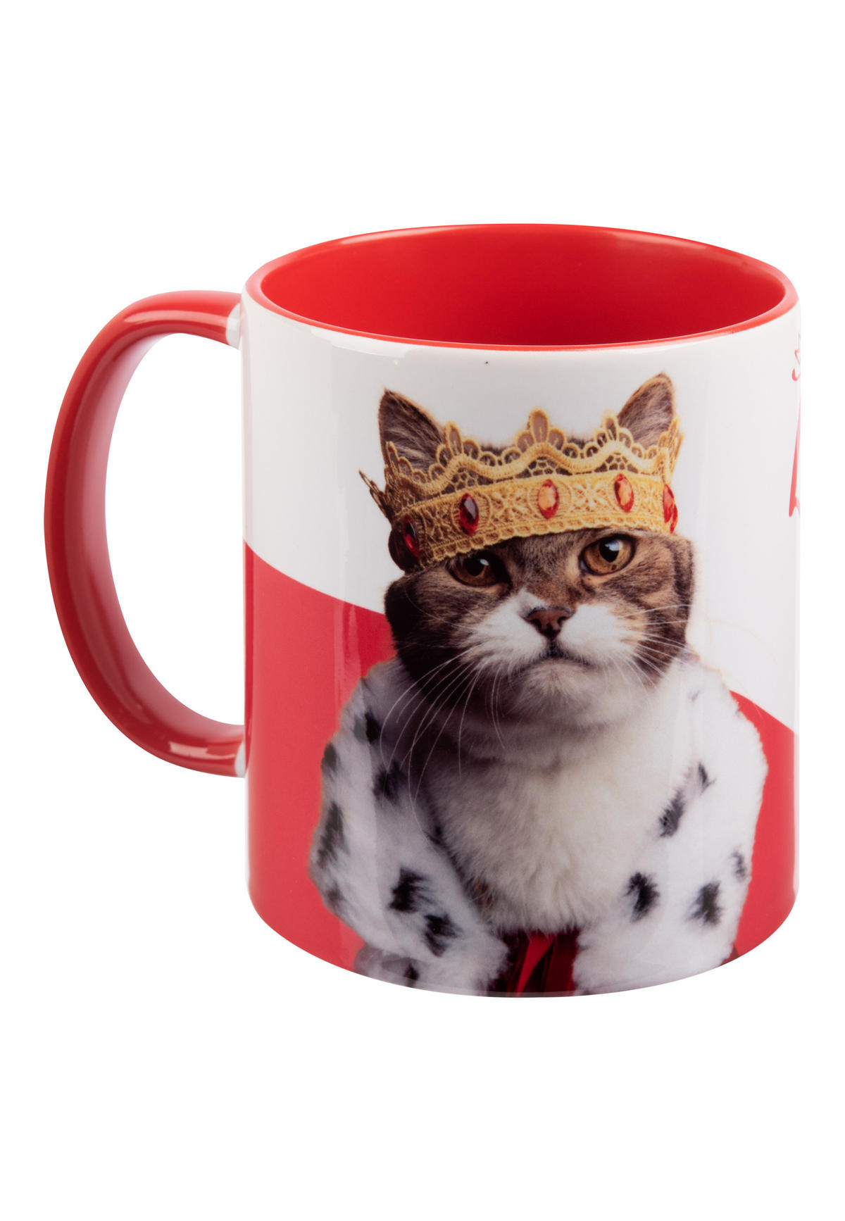 KAFFEEBECHER Katzen Zuhause ist da, wo meine Katze herrscht Rot/Weiß 320 ml - Weiß, Keramik (0.32L) - United Labels