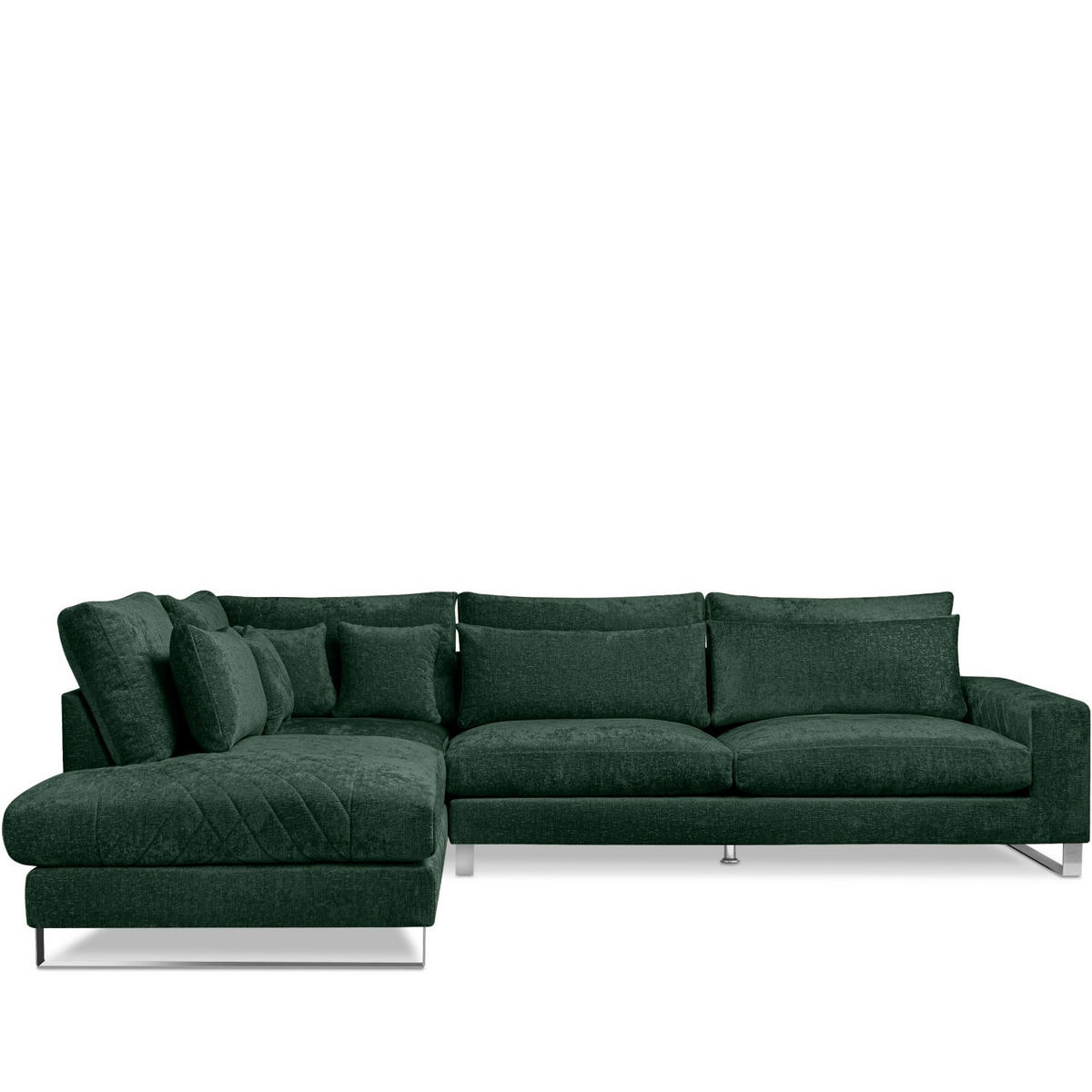 ECKSOFA LINKS BRENTIS Chenille-Stoff, Grün - Grün, Textil (314/224cm) - KONSIMO®