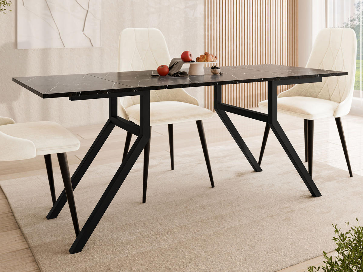 2-IN-1 COUCHTISCH UND ESSTISCH Xena Bis - Schwarz, Holzwerkstoff/Metall (70/100/45cm) - MIRJAN24