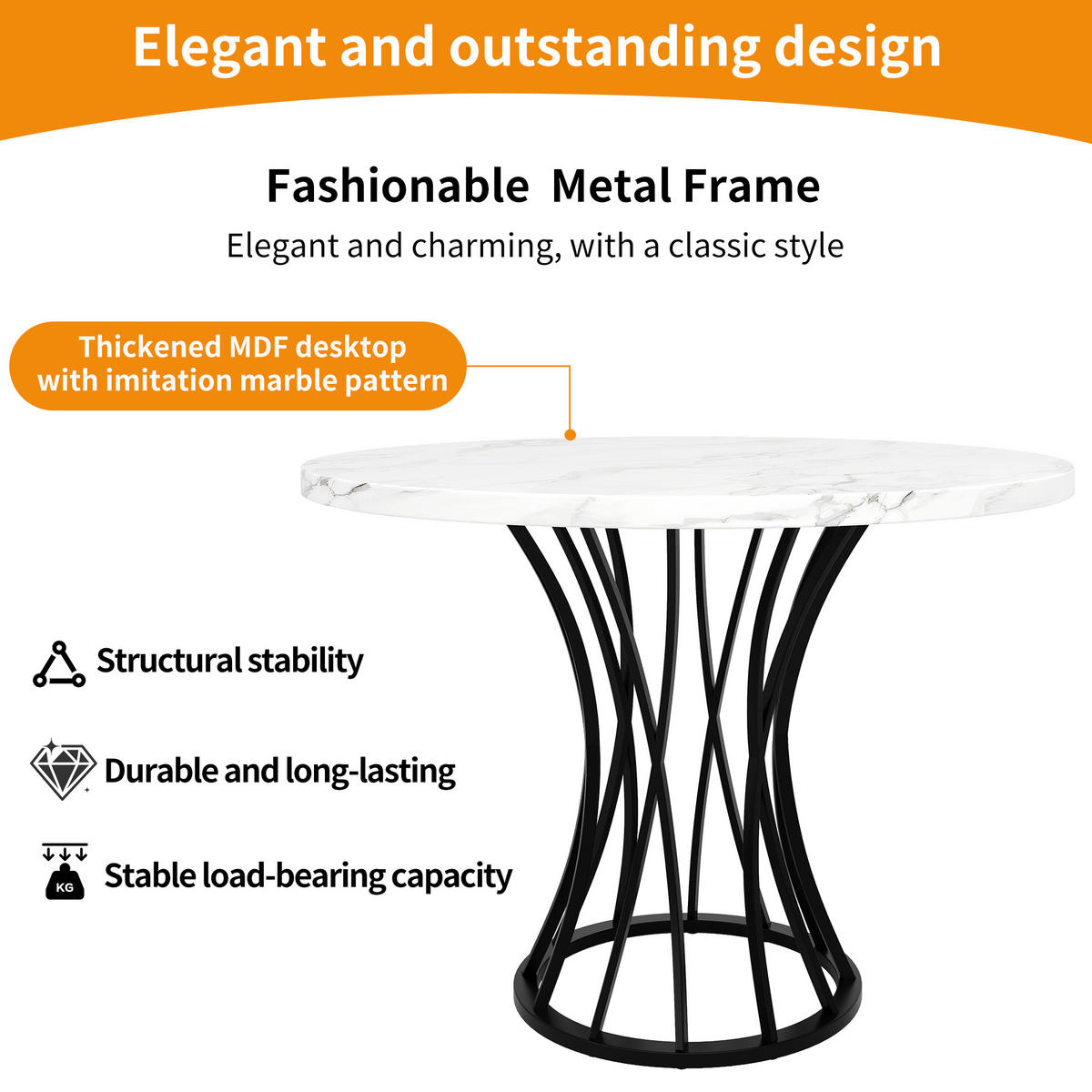 ESSTISCH 80/80/76 cm, Schwarz/Weiß - Schwarz, Holzwerkstoff/Metall (80/80/76cm)