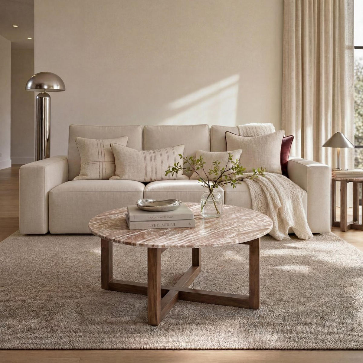 COUCHTISCH FESTER Vinh Walnuss 90 cm x 38 cm - Walnussfarben, Stein (90/90/38cm) - Klast Home
