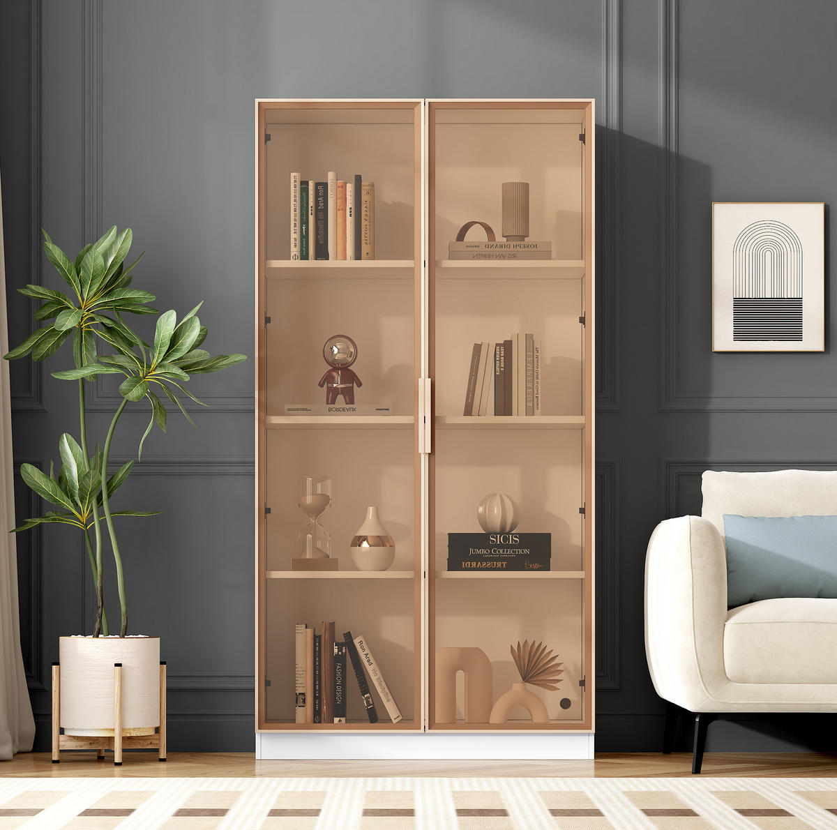 VITRINE 80/40/160 cm aus Spanplatte mit LED-Beleuchtung Weiß - Weiß, Holzwerkstoff (80/160/40cm) - Modenvie