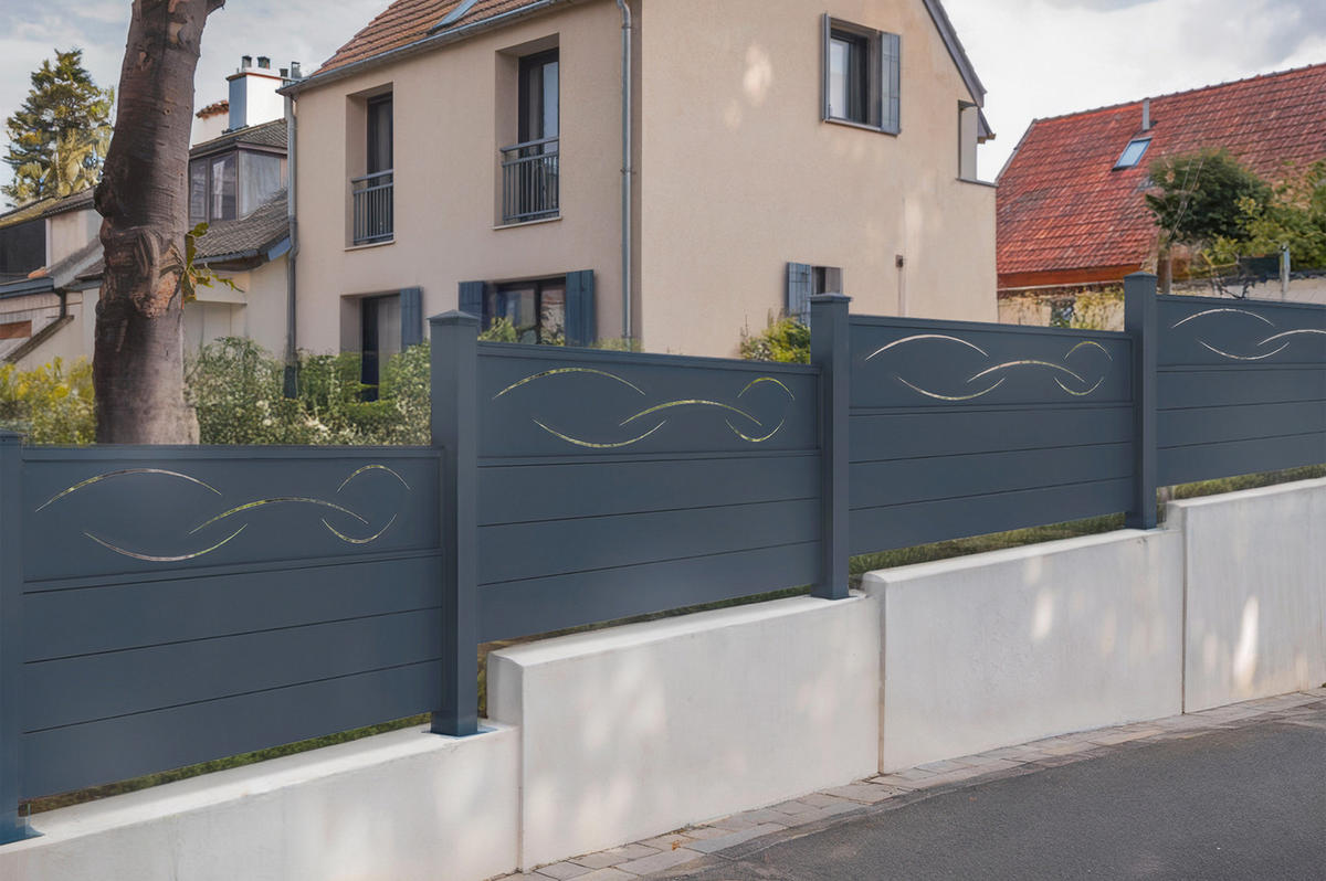 VORGARTENZAUN 2er-Set Life grau 1,9m H.90cm aluminium - Grau, Metall (378/89cm) - Casanoov