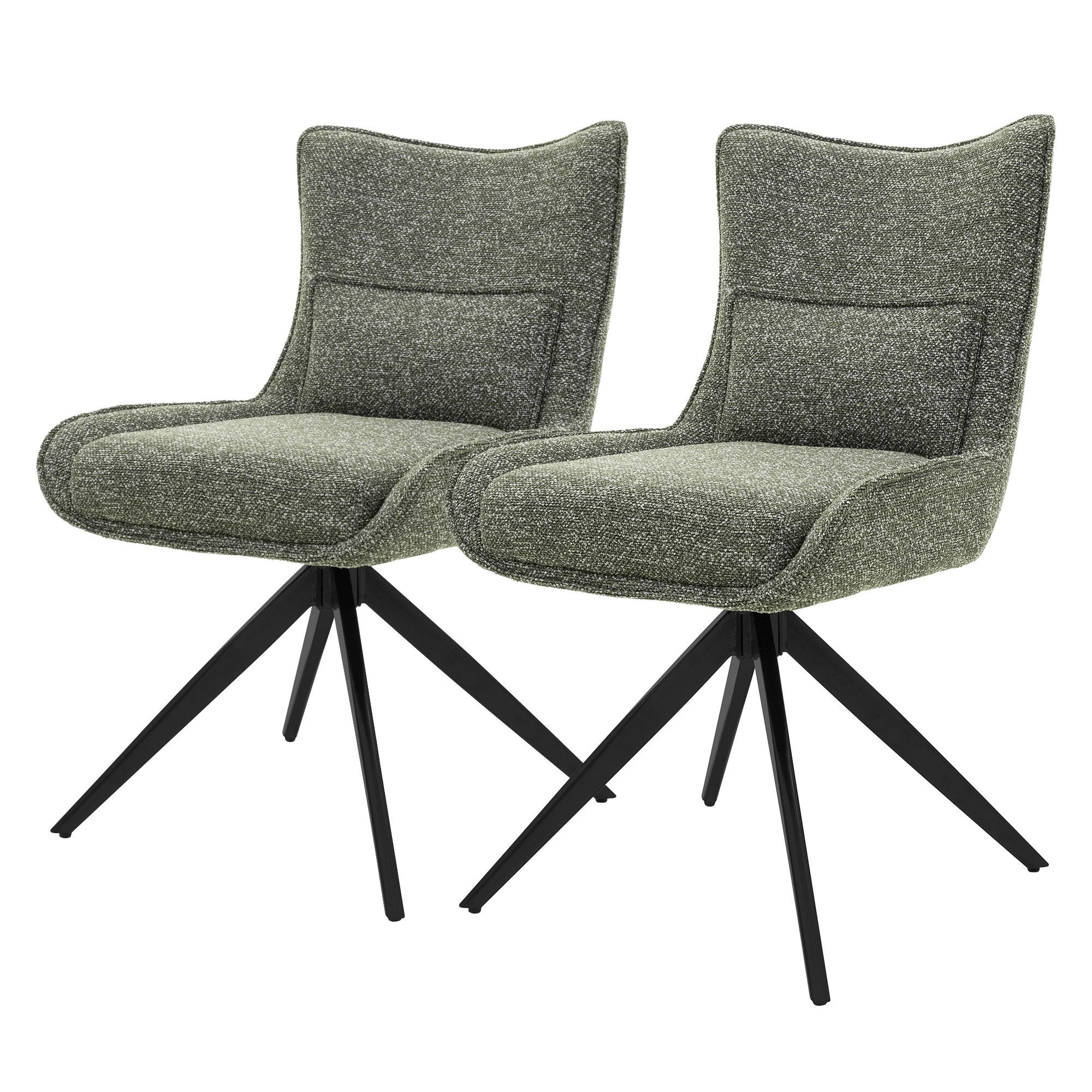 ESSZIMMERSTÜHLE 2er Set drehbar Küchenstühle gepolstert mit Webstoff-Bezug Grün - Schwarz/Grün, Textil/Metall (54/90/64cm) - ML-DESIGN
