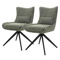 ESSZIMMERSTÜHLE 2er Set drehbar Küchenstühle gepolstert mit Webstoff-Bezug Grün - Schwarz/Grün, Textil/Metall (54/90/64cm) - ML-DESIGN