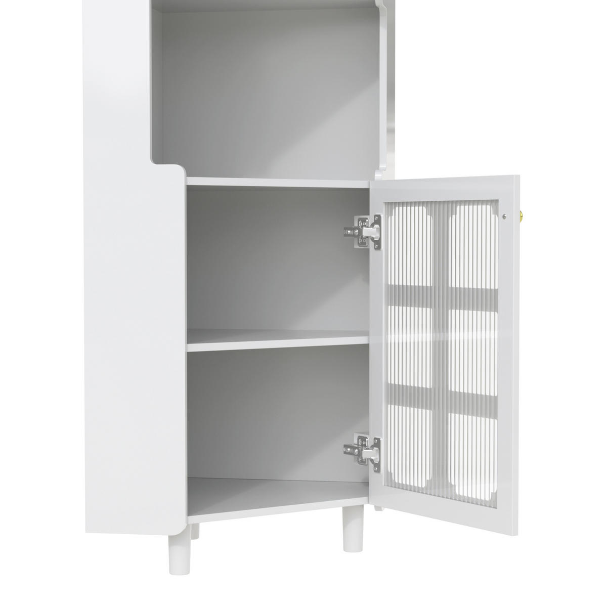 LED-ECKSPEICHERSCHRANK 63.5x17x157.5 cm Weiß aus Spanplatte mit App-LED & 3-Zonen-Storage - Weiß, Holzwerkstoff (63.5/157.5/17cm) - Modfu