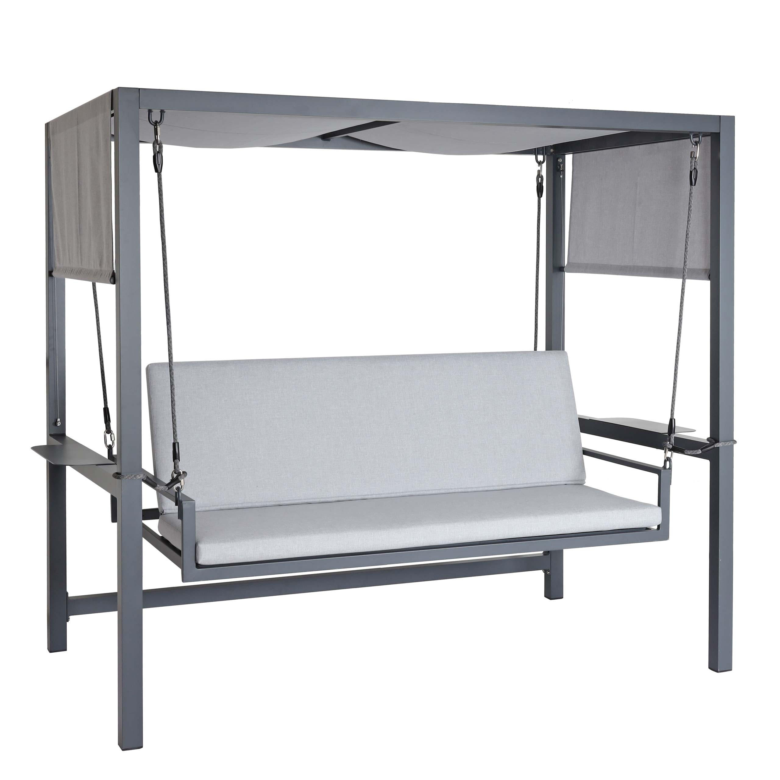 ALU-HOLLYWOODSCHAUKEL Anthrazit, Grau - Anthrazit/Grau, Metall (221/195/131cm) - MCW