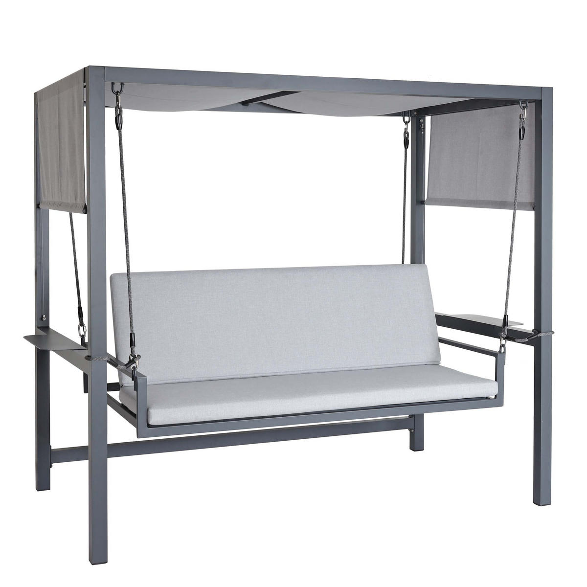 ALU-HOLLYWOODSCHAUKEL Anthrazit, Grau - Anthrazit/Grau, Metall (221/195/131cm) - MCW