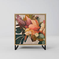 SIDEBOARD STYLISH BEAUTY, Eichefarben, 57,5x42x67,5 cm, Schwarze Metall-Rahmenfüße - Eichefarben/Multicolor, Holzwerkstoff/Metall (57.5/67.5/42cm) - SpaceRebels