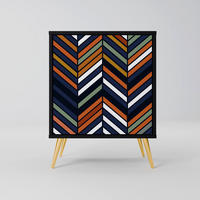 SIDEBOARD VIBRANT PATCHWORK, Schwarz, 57,5x42x75,5 cm, Goldfarbene Metallfüße - Goldfarben/Multicolor, Holzwerkstoff/Metall (57.5/75.5/42cm) - SpaceRebels