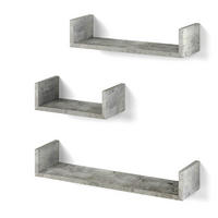 WANDREGAL Beton 60 x 10 cm 3er Set - Grau, Holzwerkstoff (60/10/15cm) - Vicco