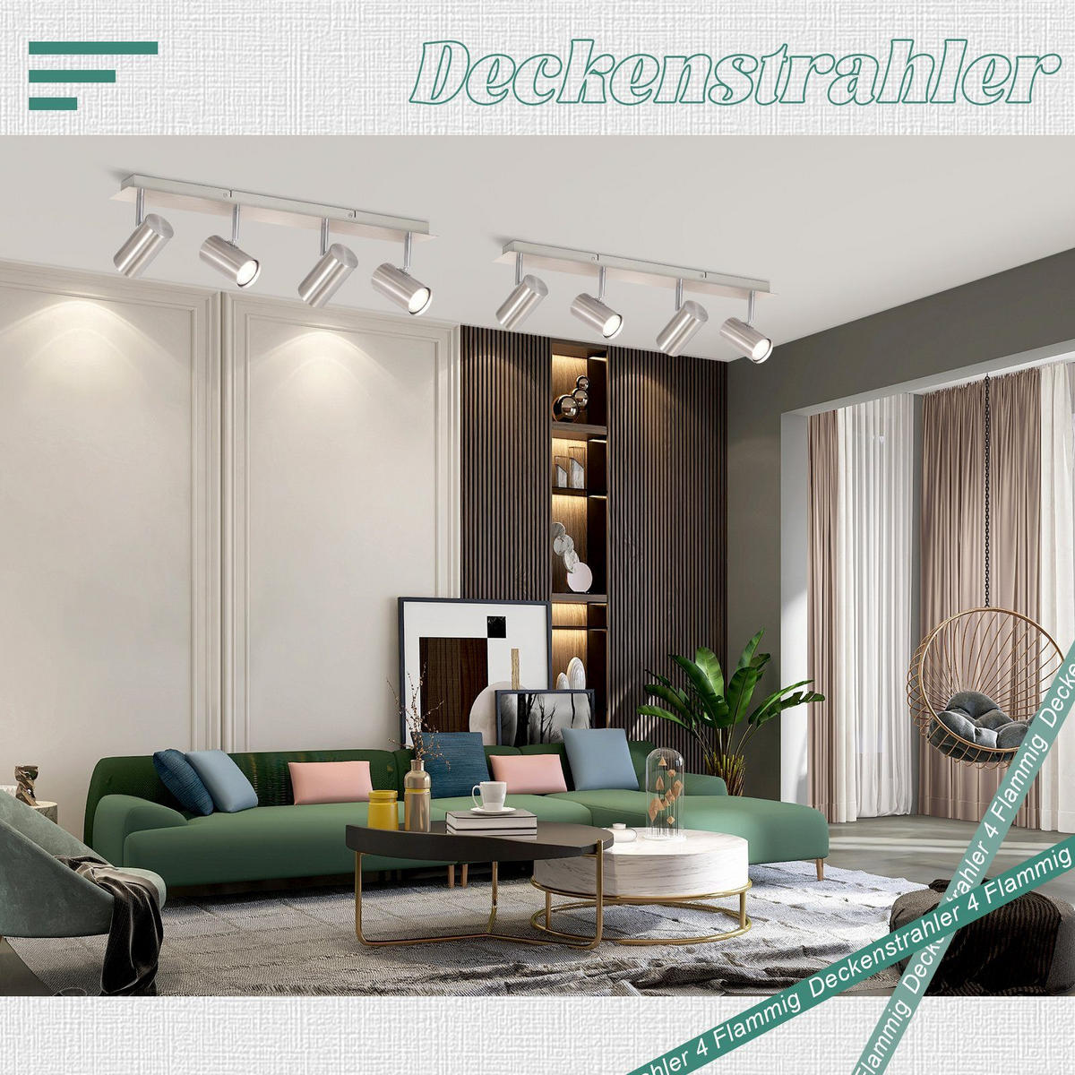 STRAHLER Ingrid 4-flammig 62/6/17 cm - Silberfarben, Metall (62/6/17cm) - Nettlife