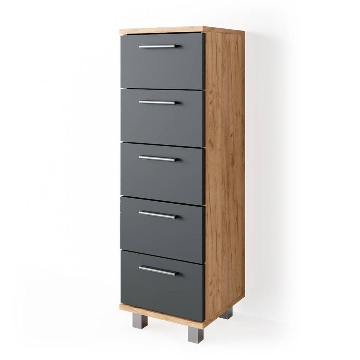 BADSCHRANK Ilias Goldkraft Eiche 30 x 95 cm - Honigeiche, Holzwerkstoff (30/95/30cm) - Vicco