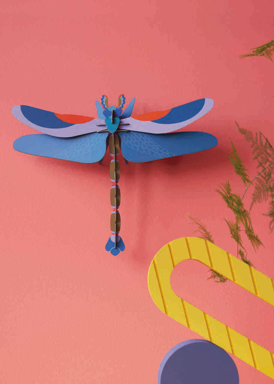 WANDDEKO Azur-Libelle 46/8 cm - Blau/Braun, Wellpappe (46/8/36cm) - KUNSTLOFT