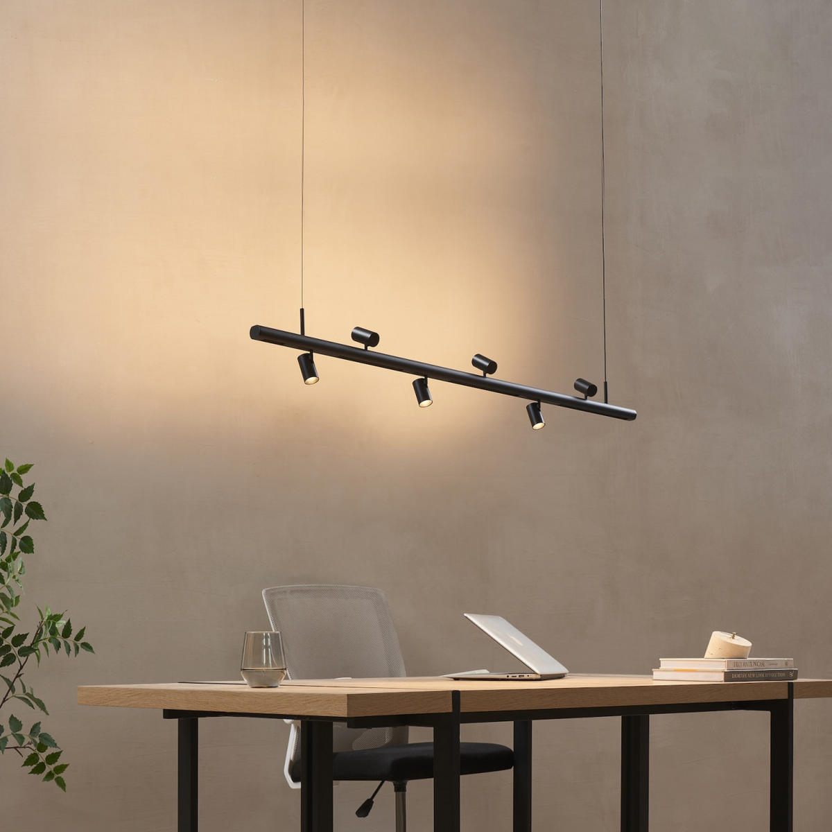 PENDELLEUCHTE MIT SPOTSTRAHLERN Lyne, Schwarz, 125cm - Schwarz, Metall (125/125/8.5cm) - KOSILUM